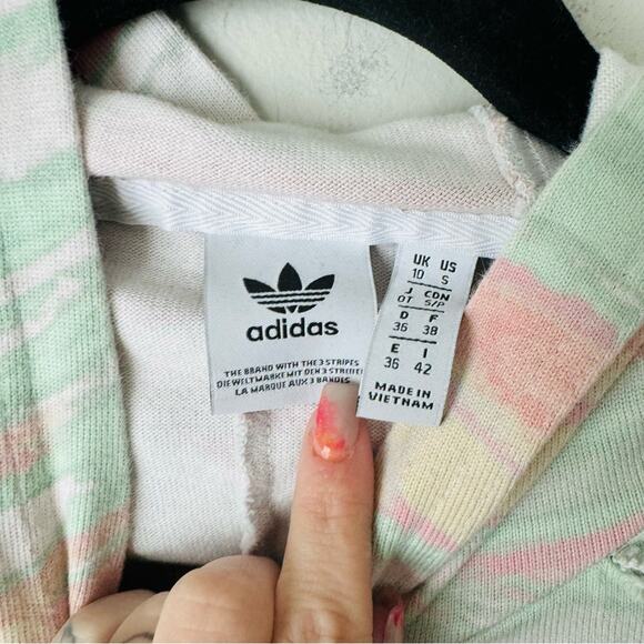 ADIDAS WOMEN'S CROPPED TREFOIL HOODIE SHERBERT RAINBOW  ~SIZE SMALL - Picture 8 of 10